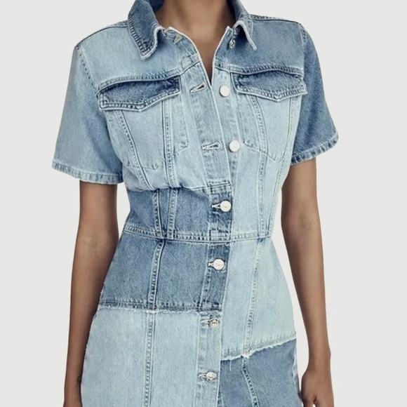 patchwork denim dress zara Patchwork Denim Dress Zara